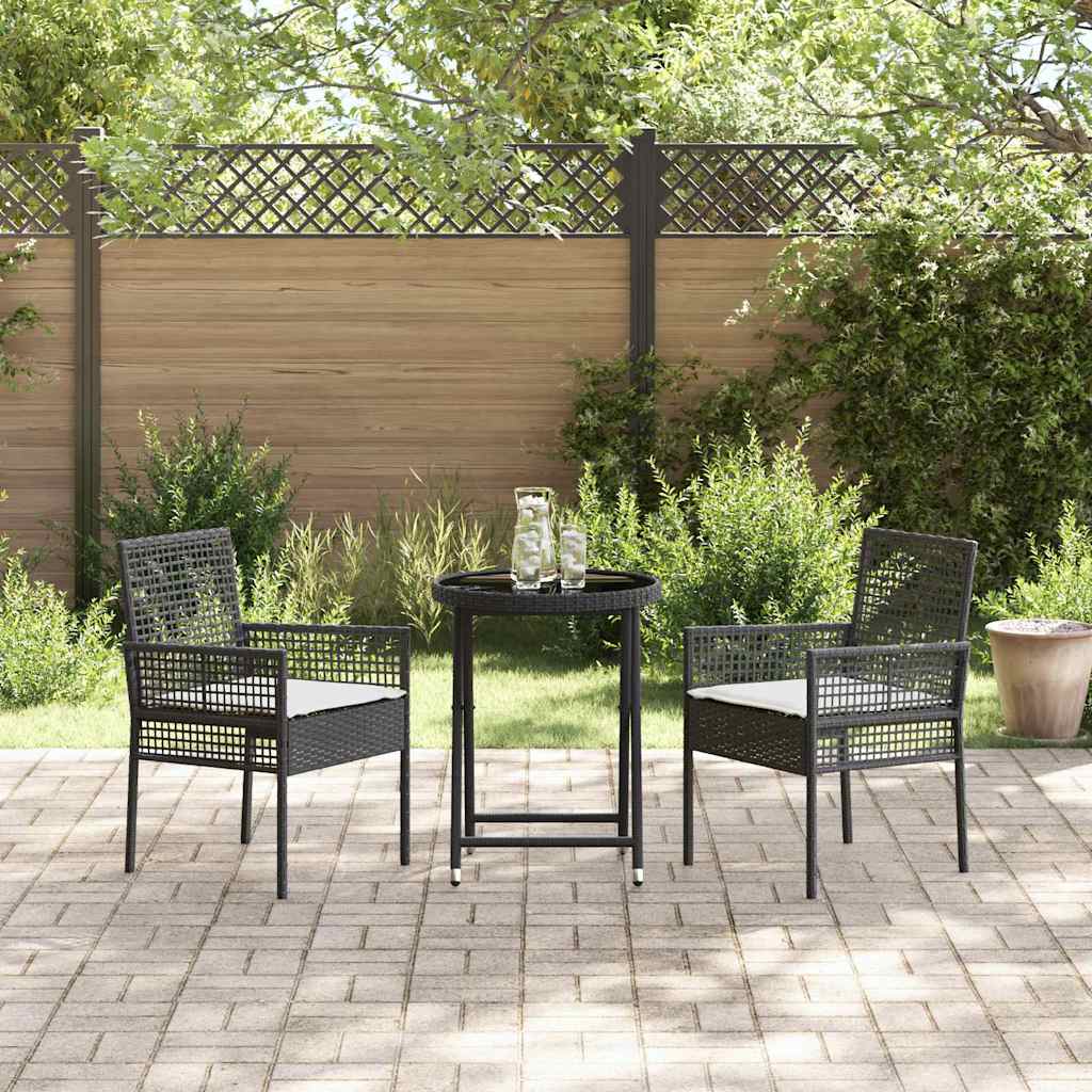 Garden Bistro Set 3 pcs Black Poly rattan