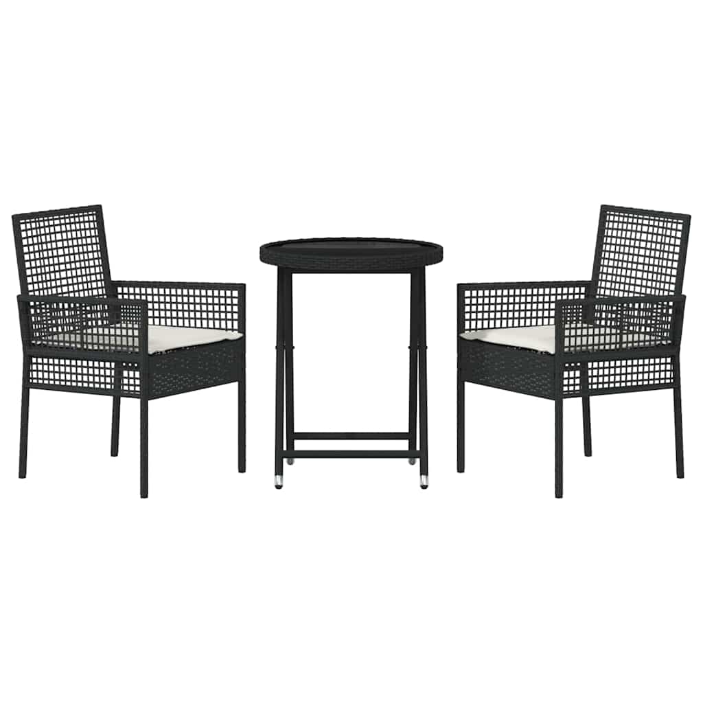Garden Bistro Set 3 pcs Black Poly rattan
