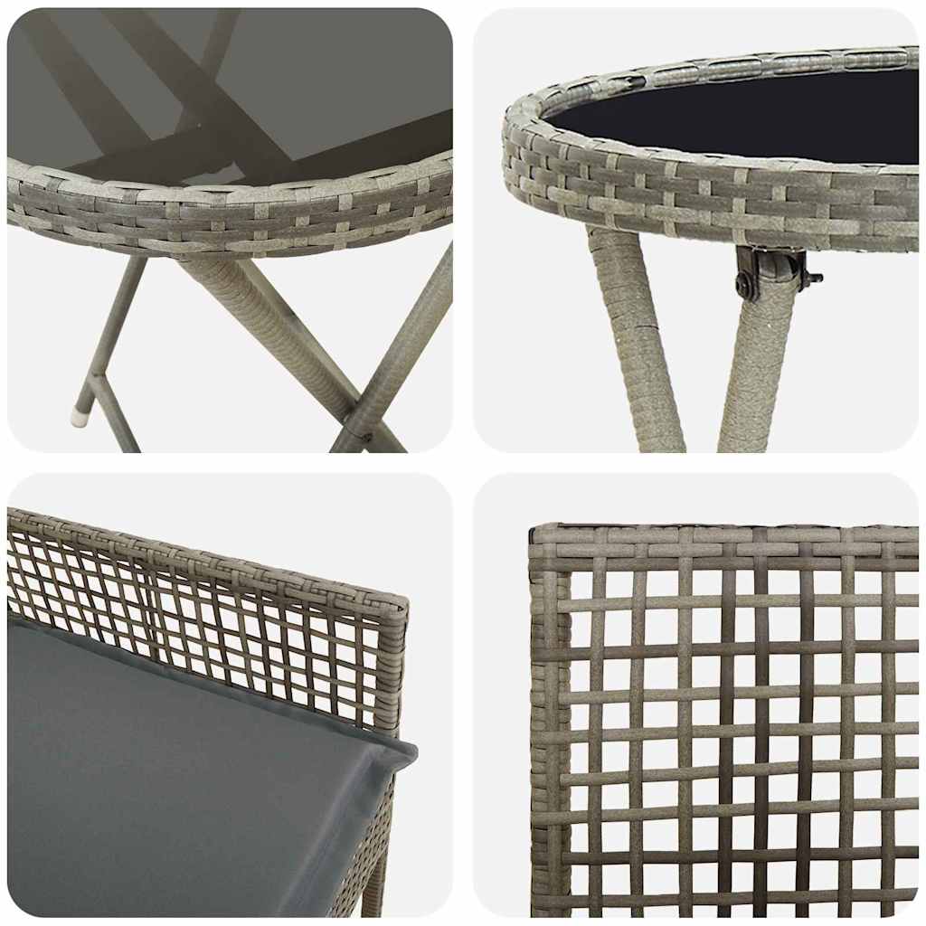 Garden Bistro Set 3 pcs Grey Poly rattan