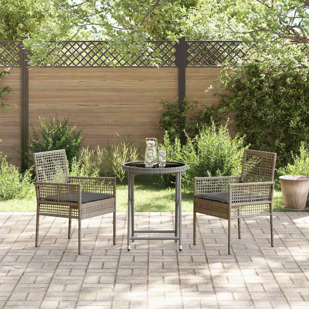 Garden Bistro Set 3 pcs Grey Poly rattan