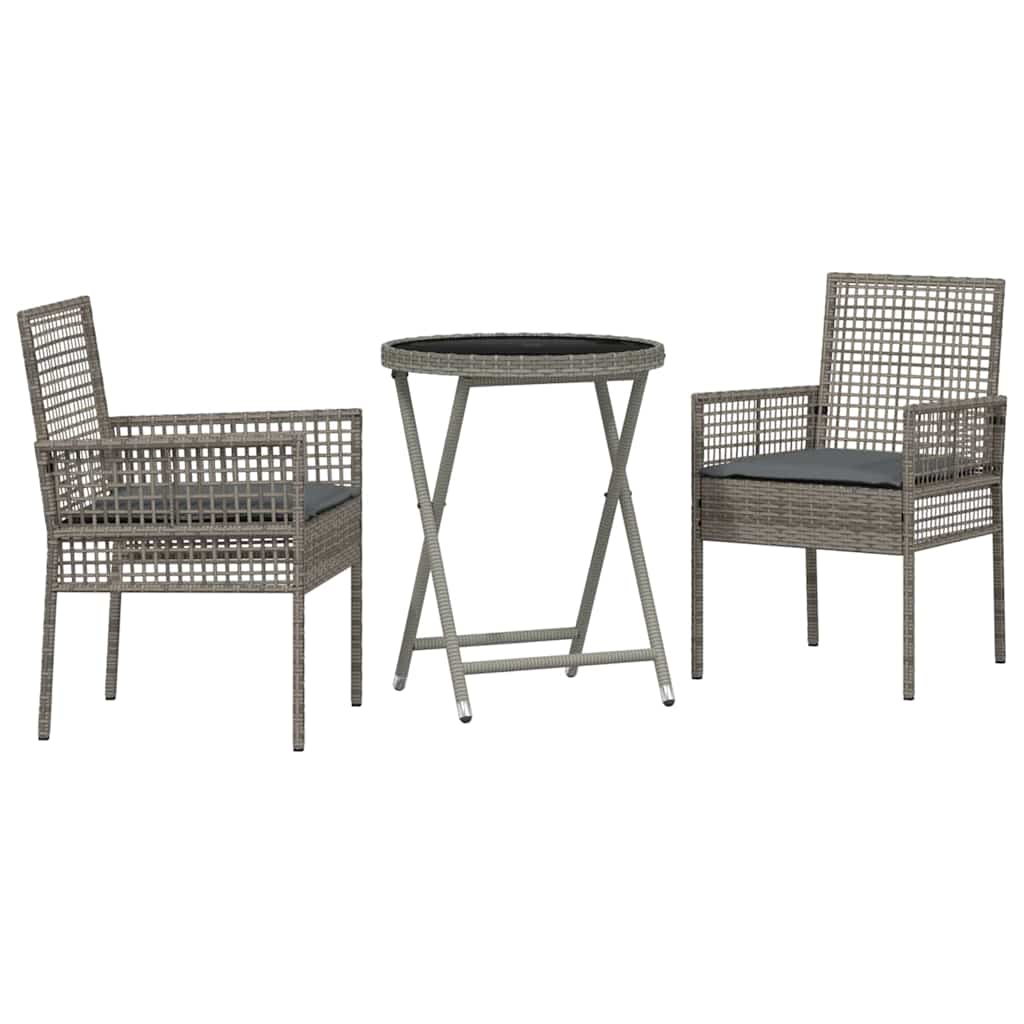 Garden Bistro Set 3 pcs Grey Poly rattan