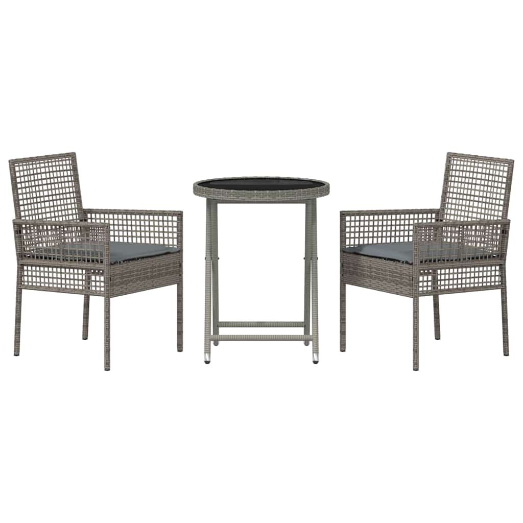 Garden Bistro Set 3 pcs Grey Poly rattan
