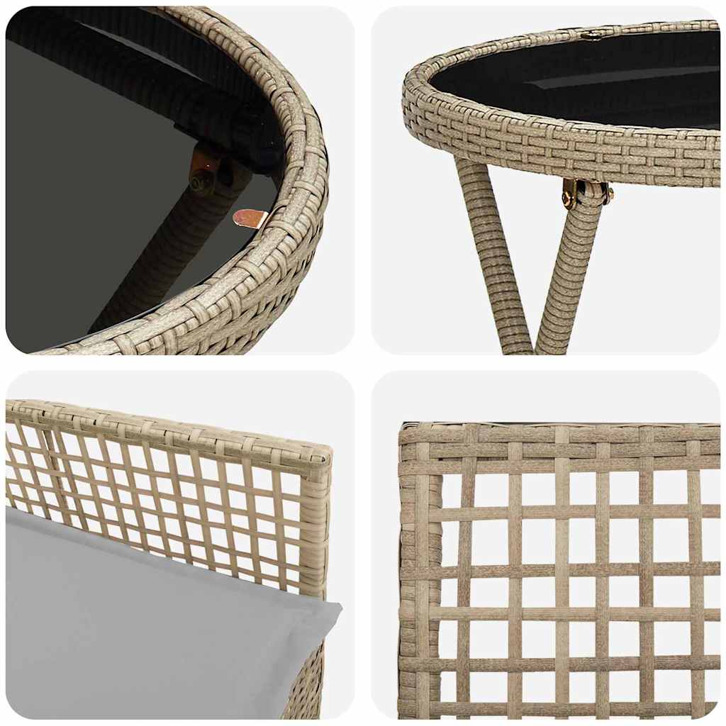 Garden Bistro Set 3 pcs Beige Poly rattan