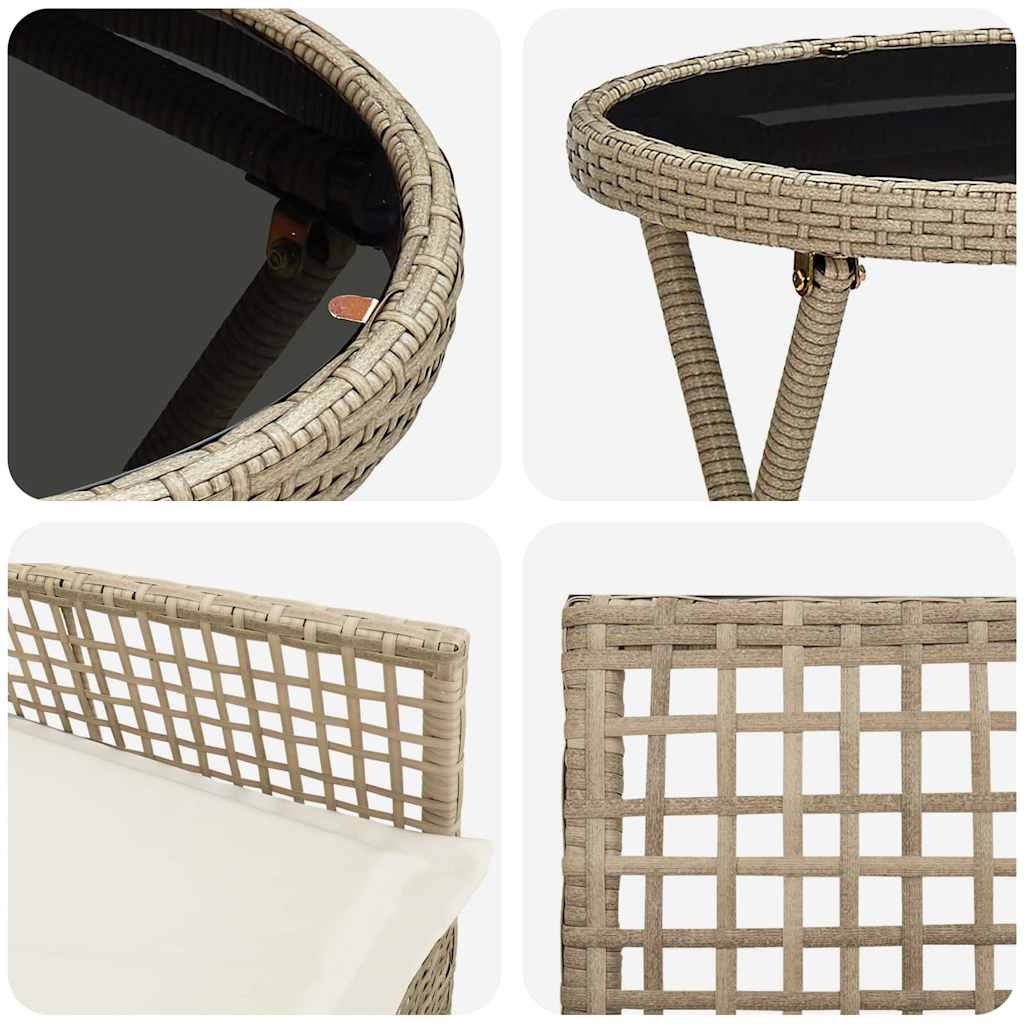 Garden Bistro Set 3 pcs Beige Poly rattan