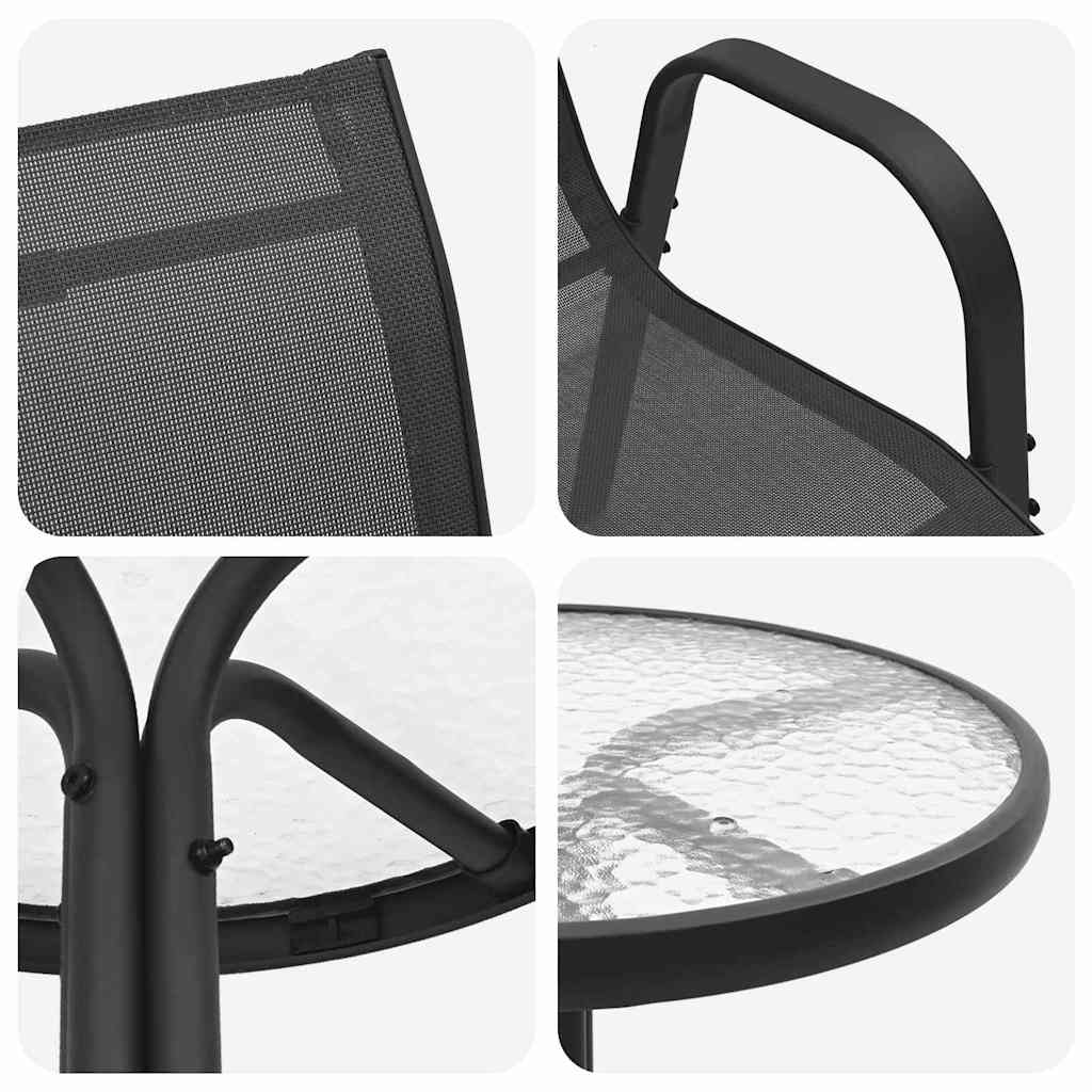 Garden Bistro Set 3 pcs Black Steel