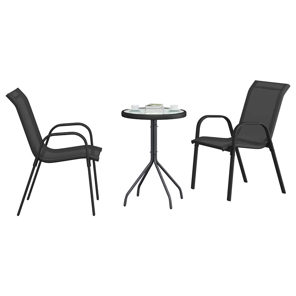Garden Bistro Set 3 pcs Black Steel