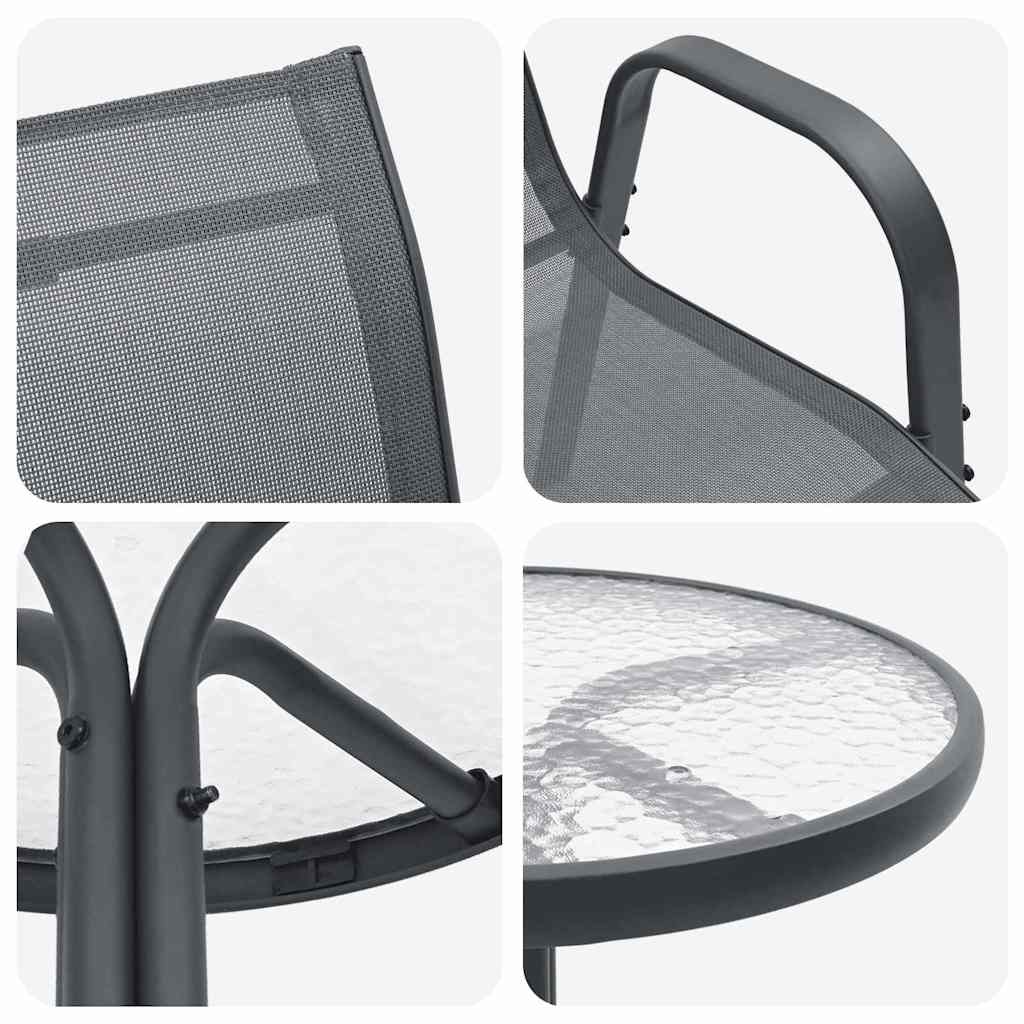 Garden Bistro Set 3 pcs Grey Steel