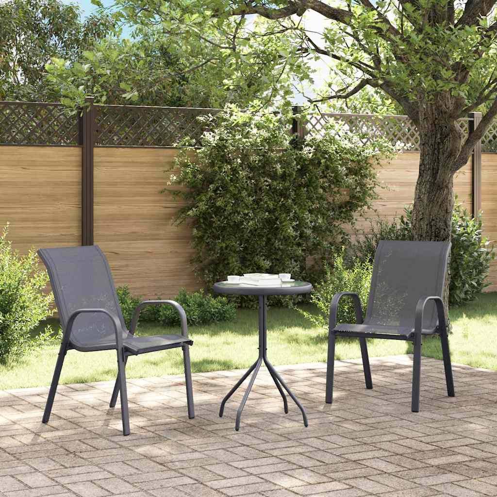 Garden Bistro Set 3 pcs Grey Steel