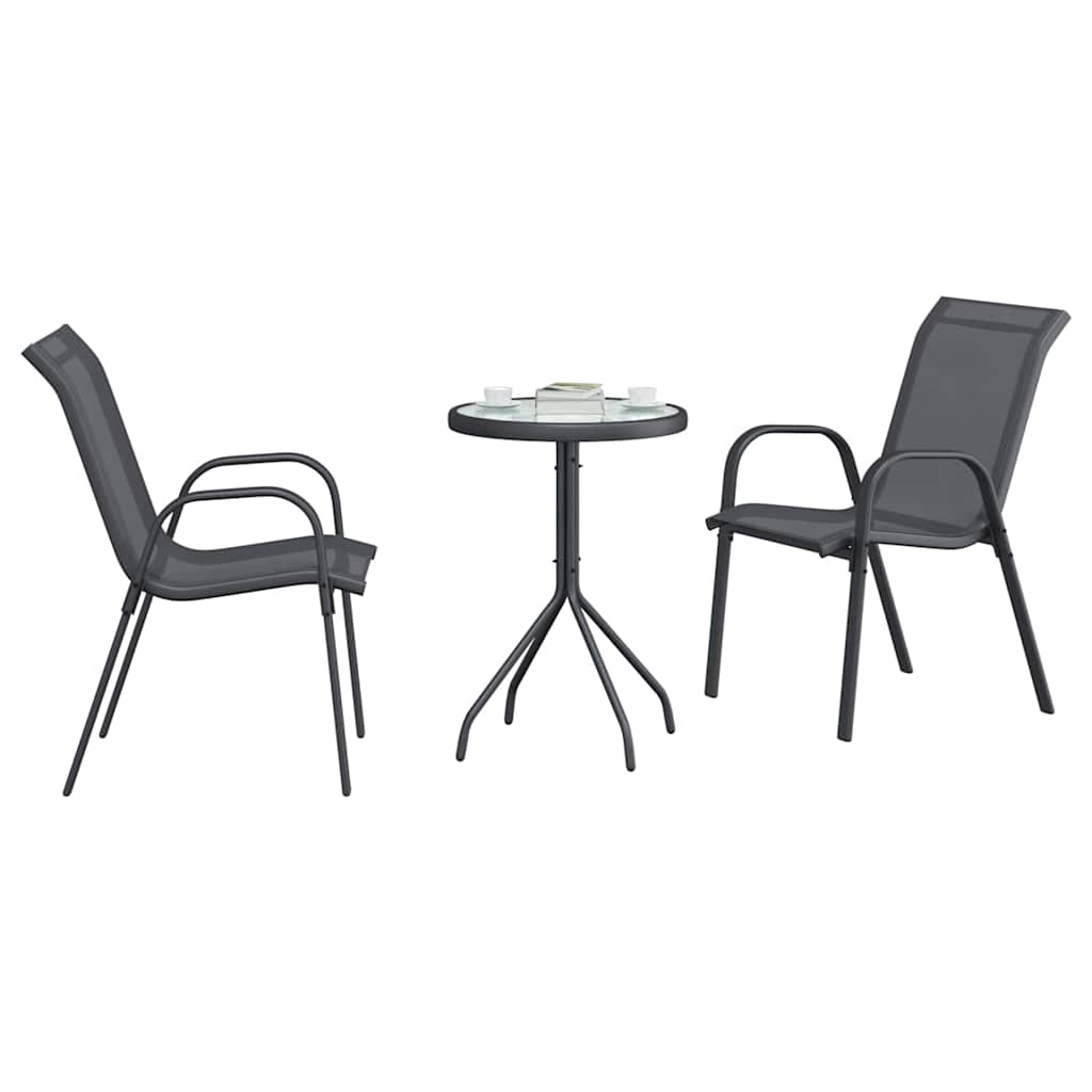 Garden Bistro Set 3 pcs Grey Steel