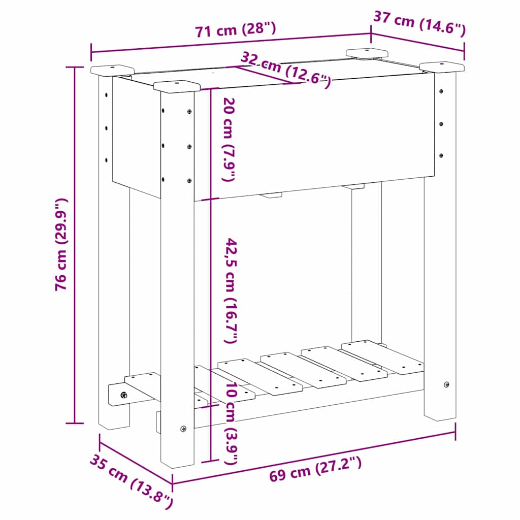 Garden Planter Beige 71 x 37 x 76.5 cm Solid Fir Wood