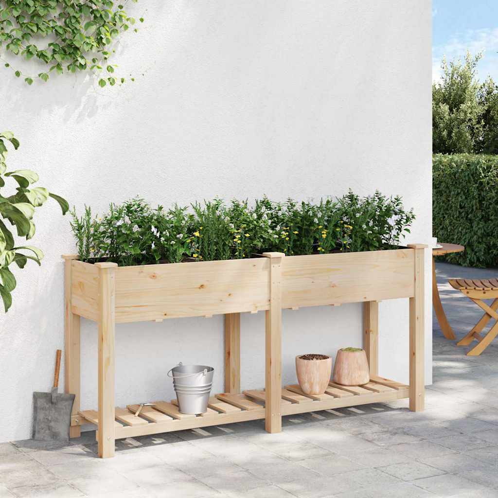 Garden Planter Beige 161 x 43 x 76.5 cm Solid fir wood