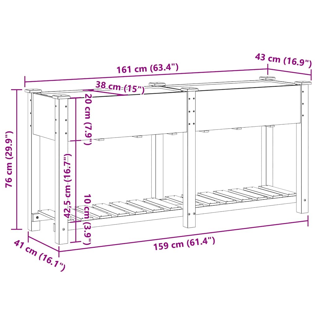 Garden Planter Beige 161 x 43 x 76.5 cm Solid fir wood