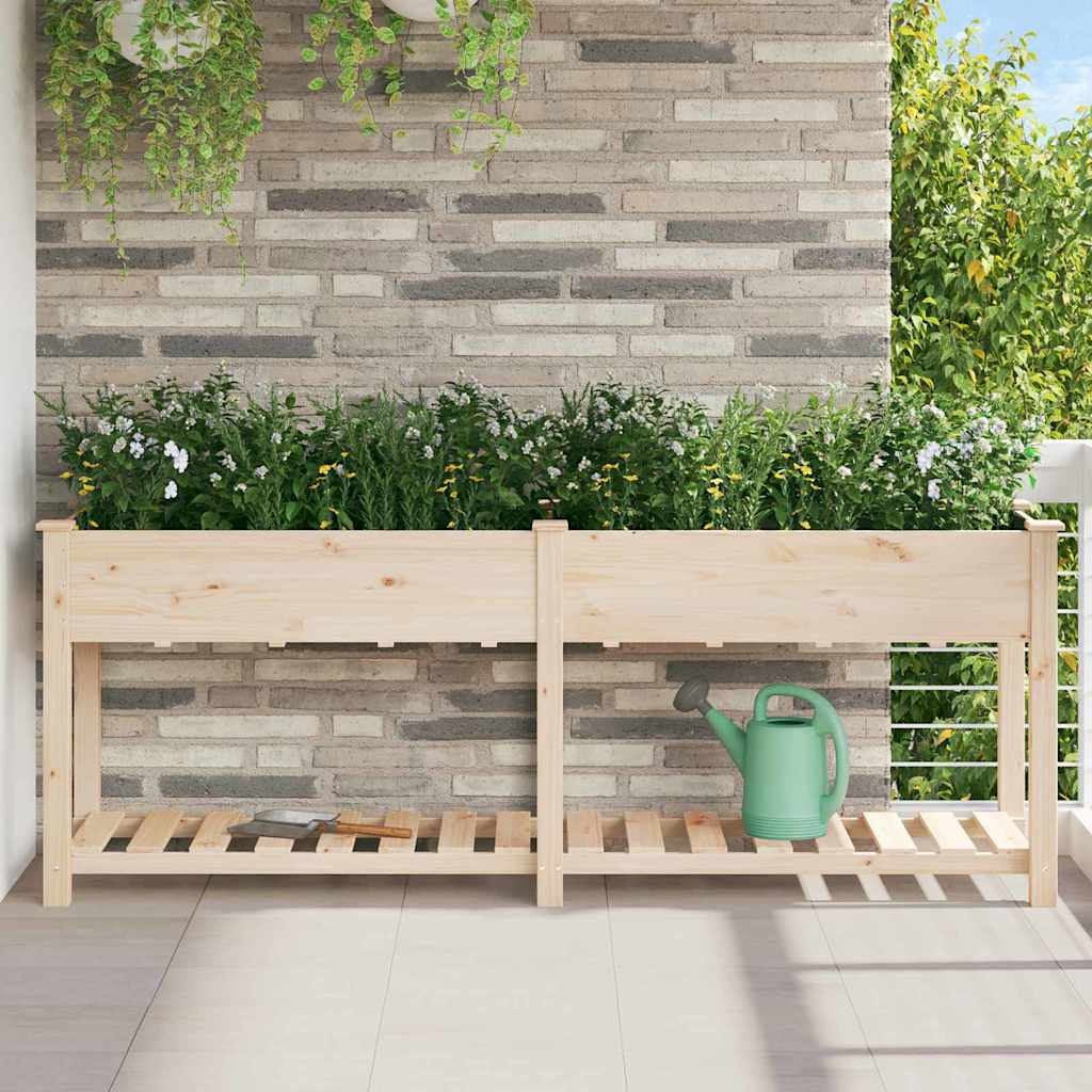 Garden Planter Beige 203 x 53 x 76.5 cm Solid Fir Wood
