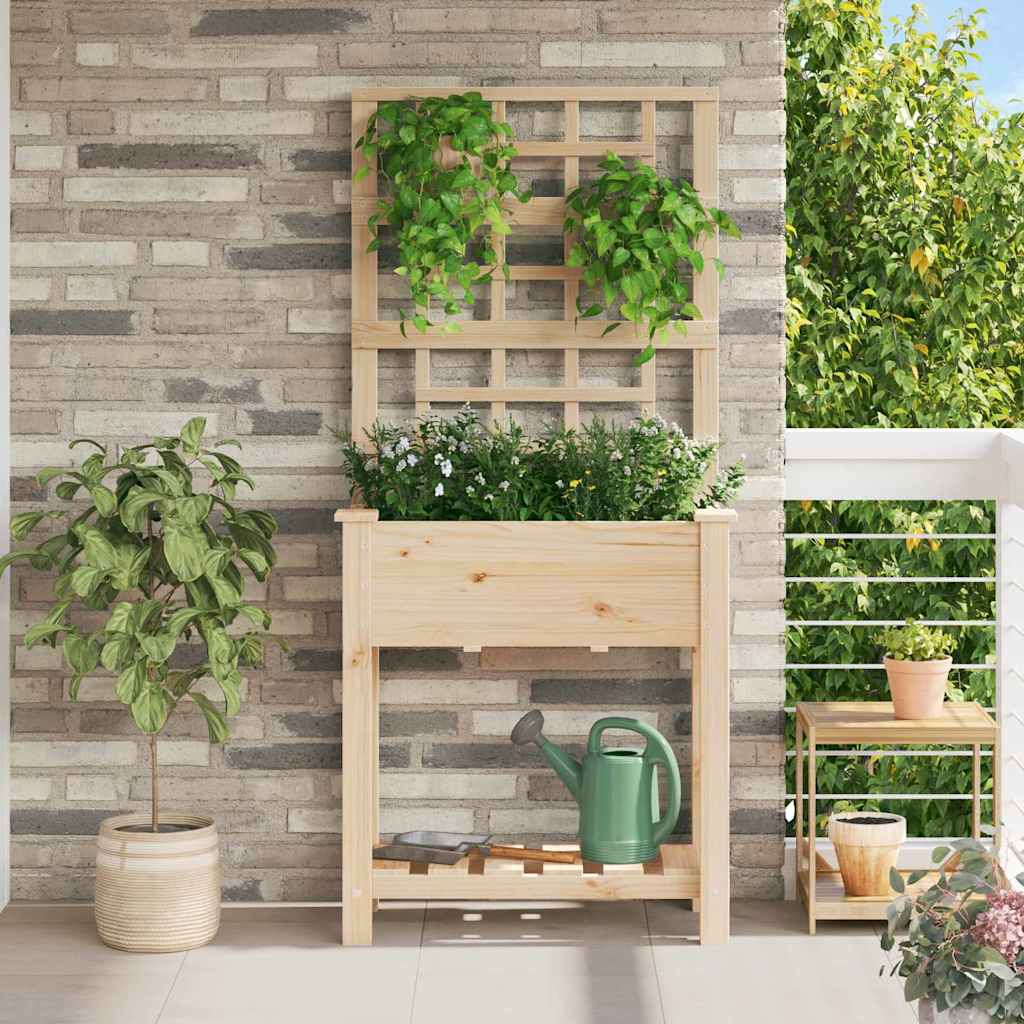 Garden Planter with Shelf Beige 71 x 38 x 152 cm Solid Fir Wood