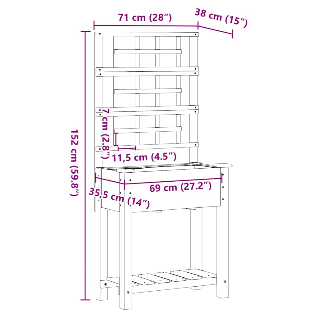 Garden Planter with Shelf Beige 71 x 38 x 152 cm Solid Fir Wood