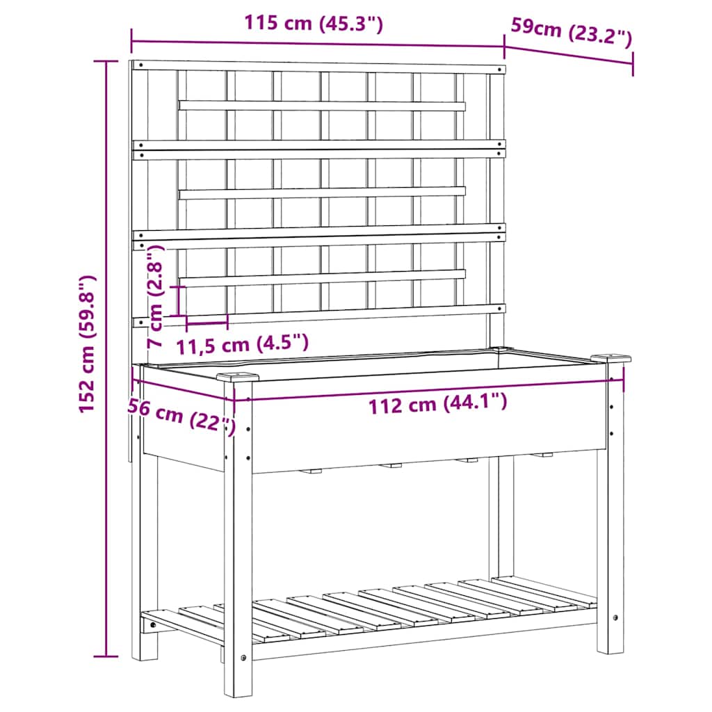 Garden Planter Beige 115 x 60.5 x 153 cm Solid Fir Wood