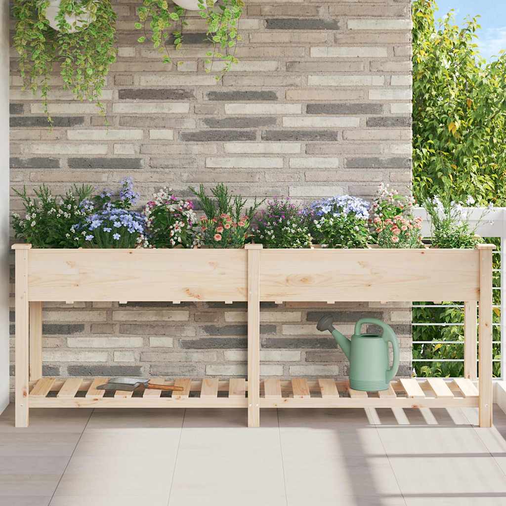 Garden Planter Beige 203.5 x 53 x 76.5 cm Solid fir wood