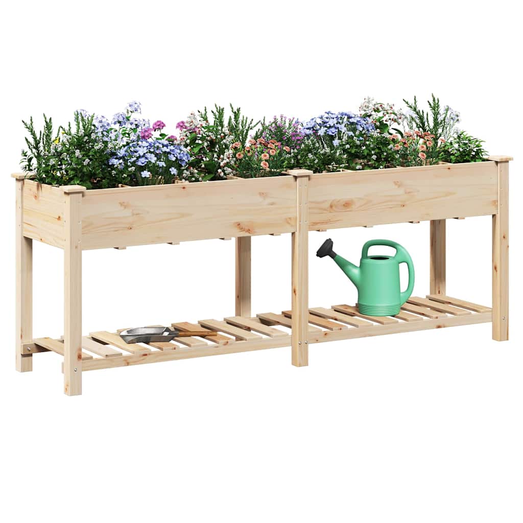 Garden Planter Beige 203.5 x 53 x 76.5 cm Solid Fir Wood