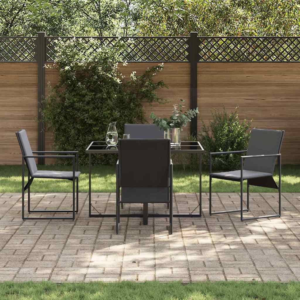 Garden Dining Set 5 pcs Black Steel