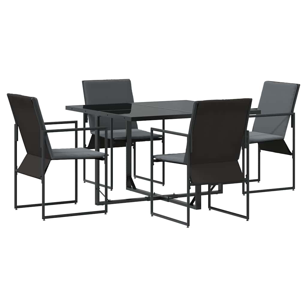 Garden Dining Set 5 pcs Black Steel