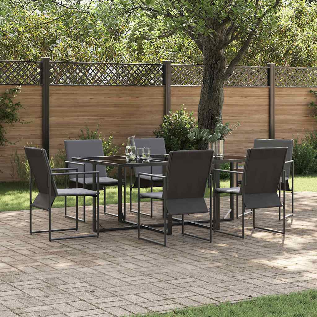 Garden Dining Set 7 pcs Black Steel