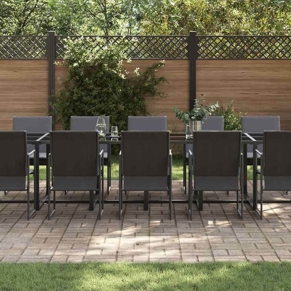 Garden Dining Set 13 pcs Black Steel