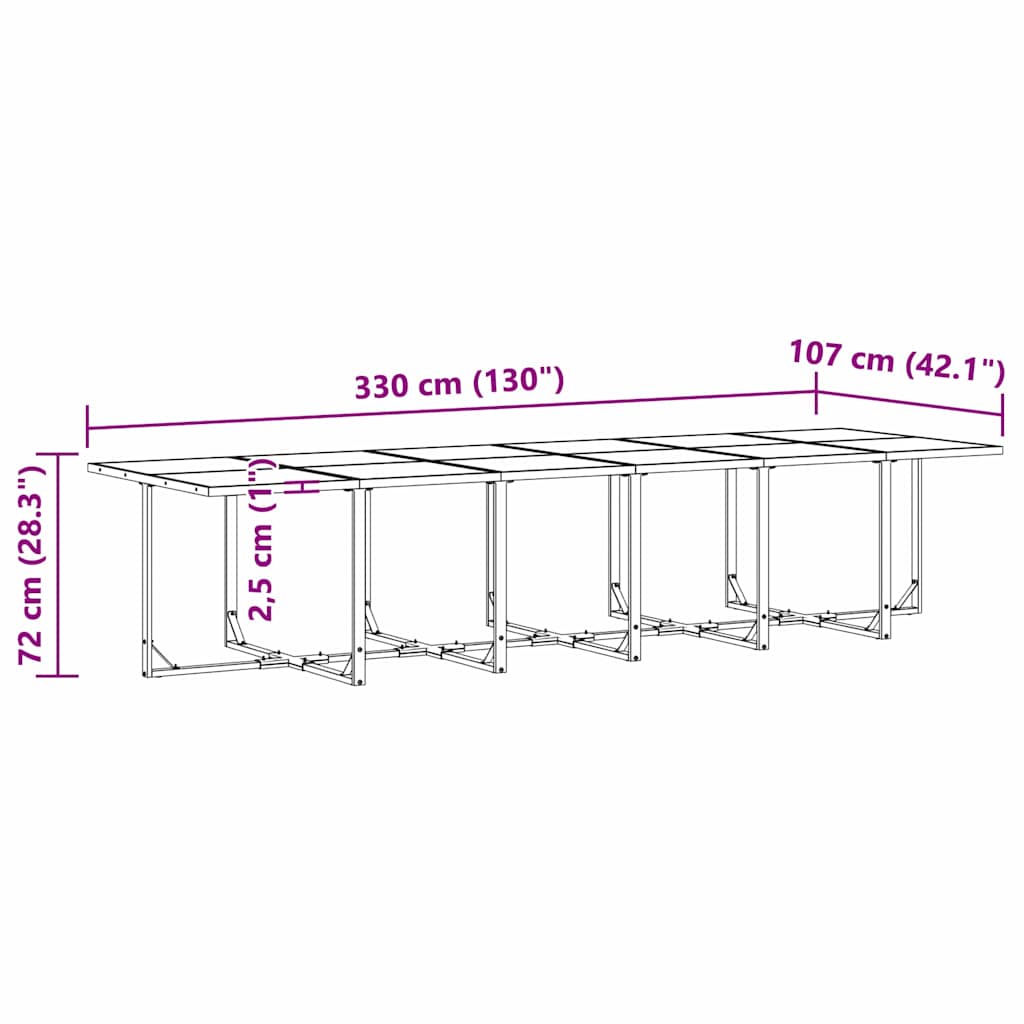 Garden Dining Set 13 pcs Black Steel