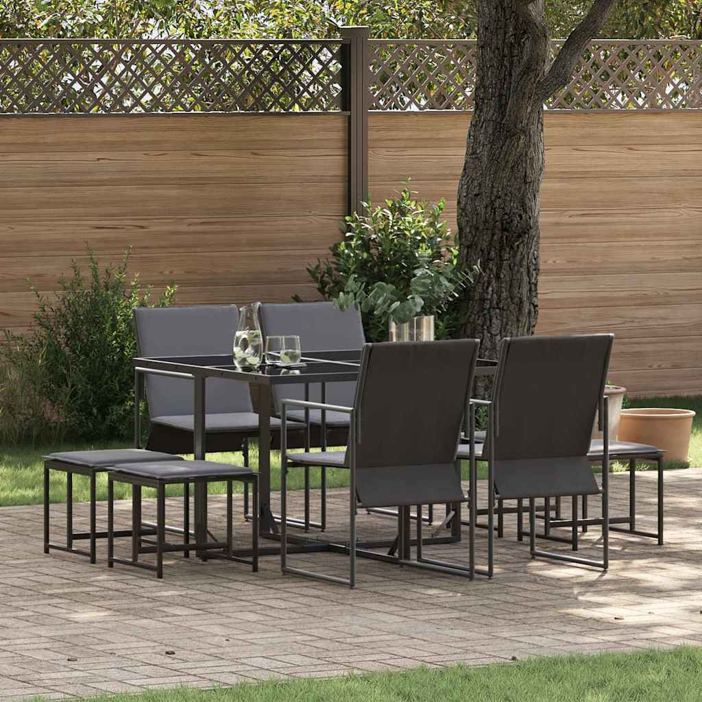 Garden Dining Set 9 pcs Black Steel