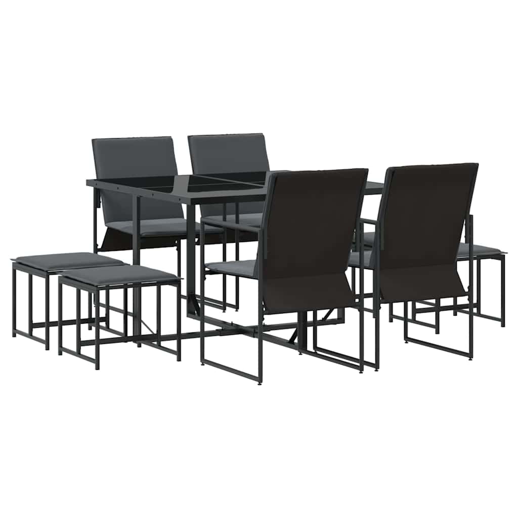 Garden Dining Set 9 pcs Black Steel