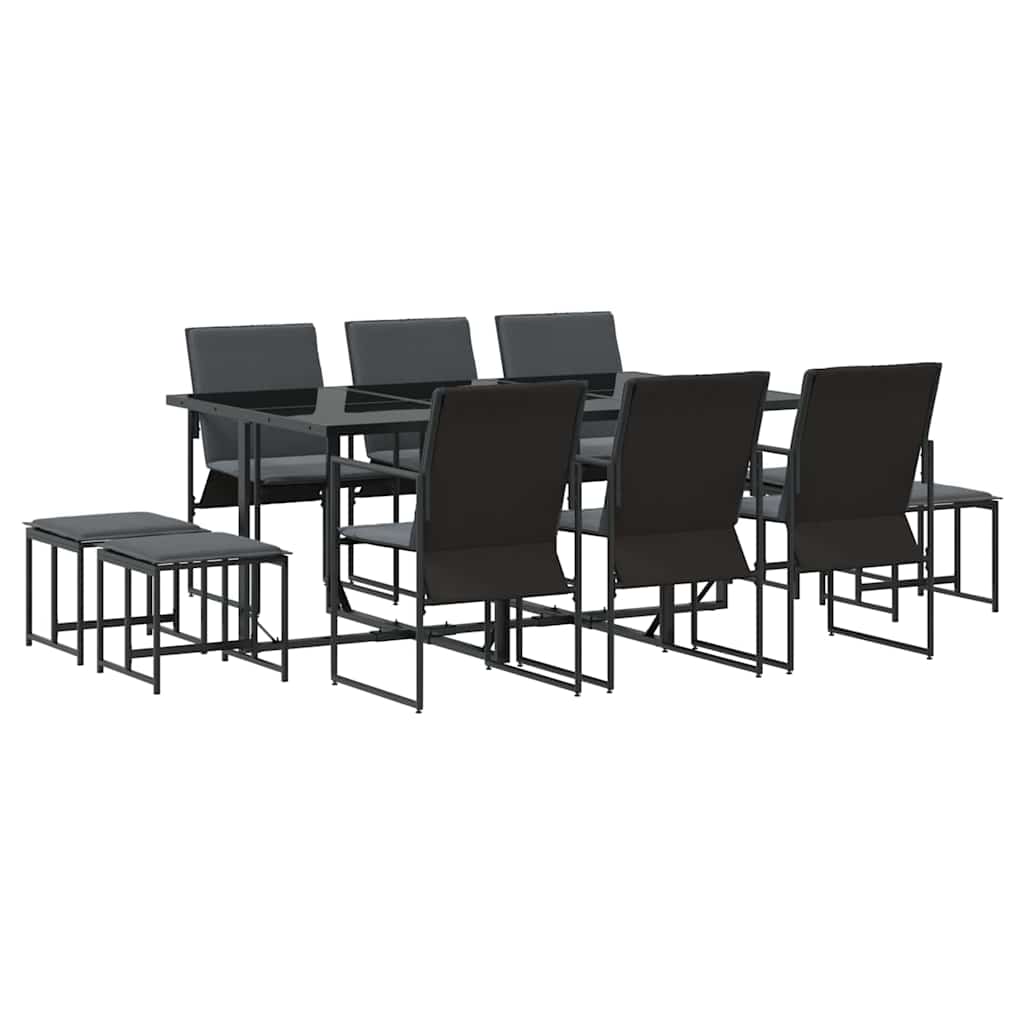 Garden Dining Set 11 pcs Black Steel