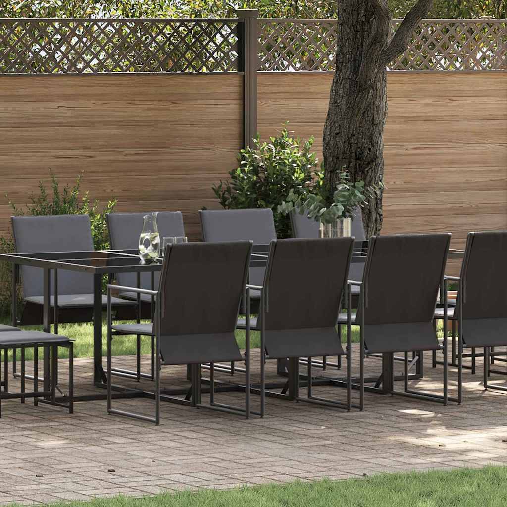 Garden Dining Set 13 pcs Black Steel