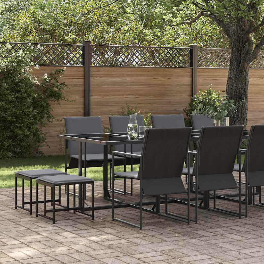 Garden Dining Set 13 pcs Black Steel