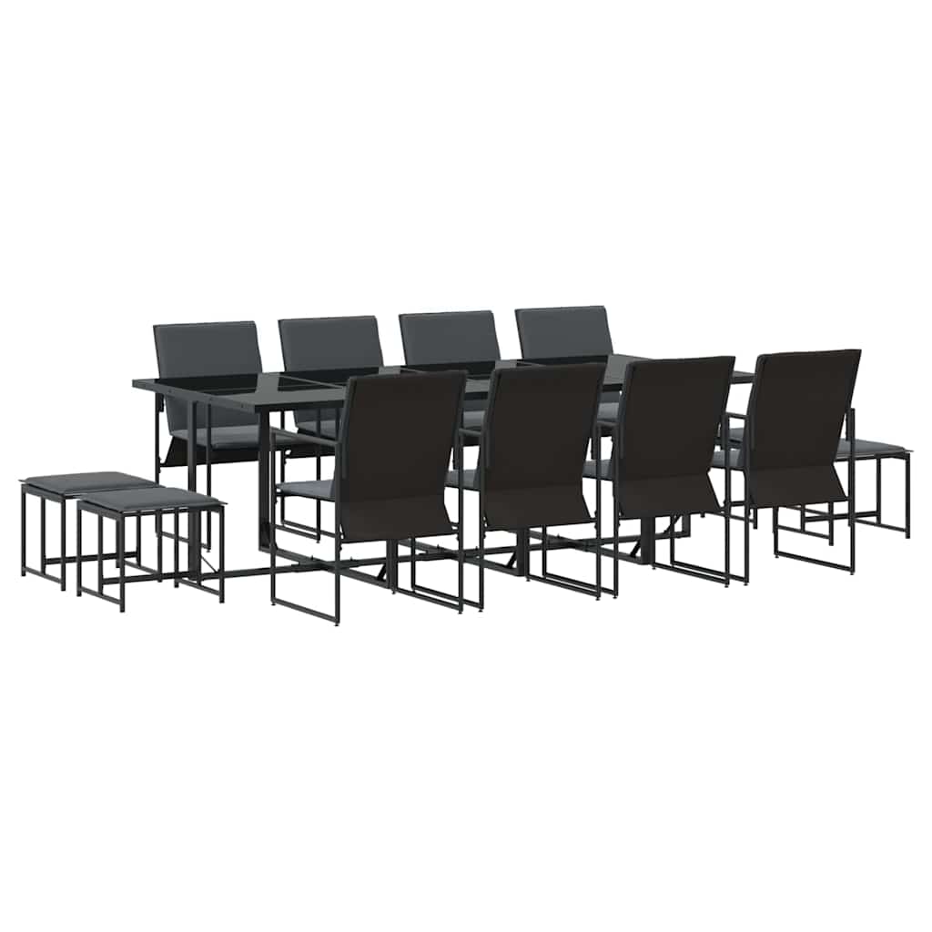 Garden Dining Set 13 pcs Black Steel