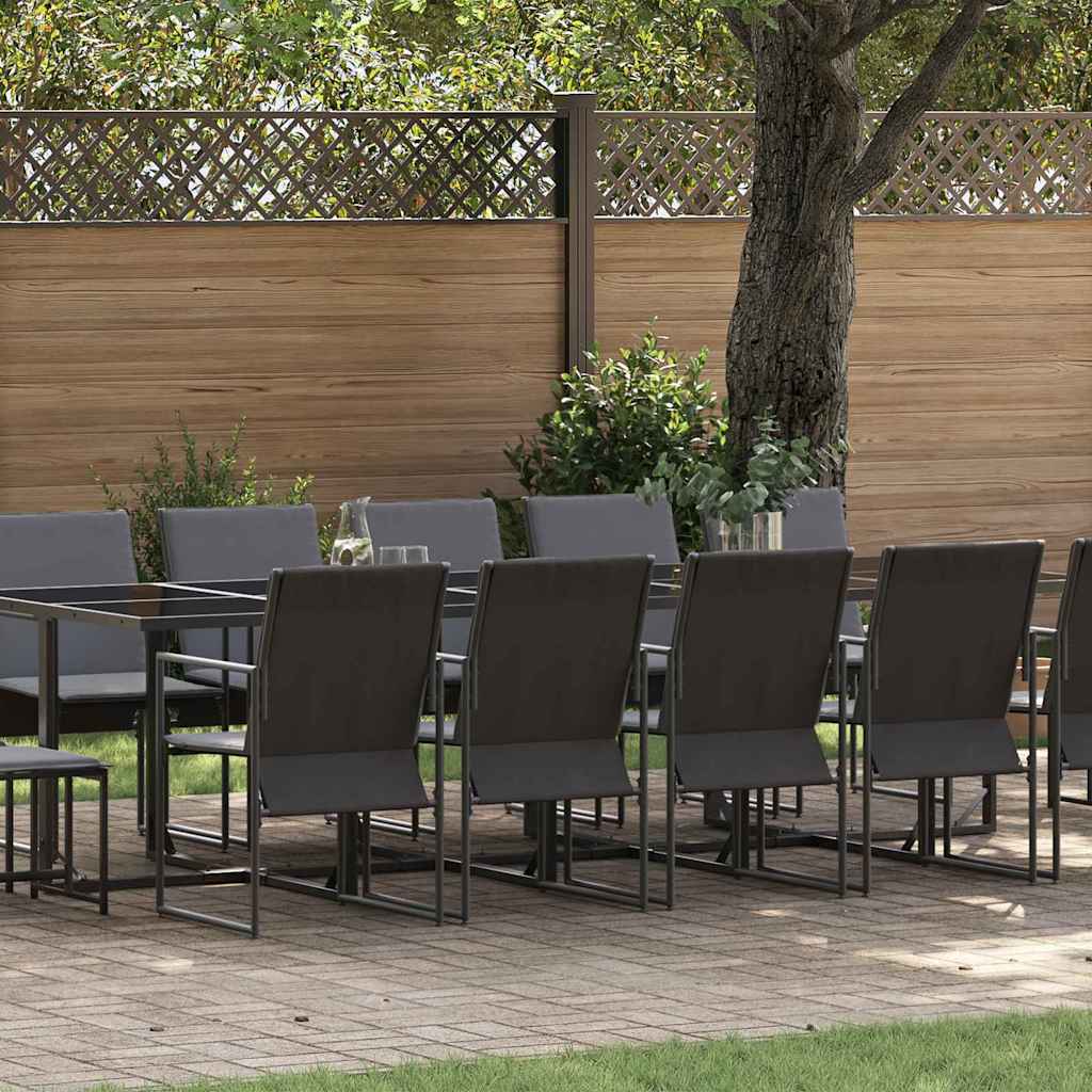 Garden Dining Set 15 pcs Black Steel