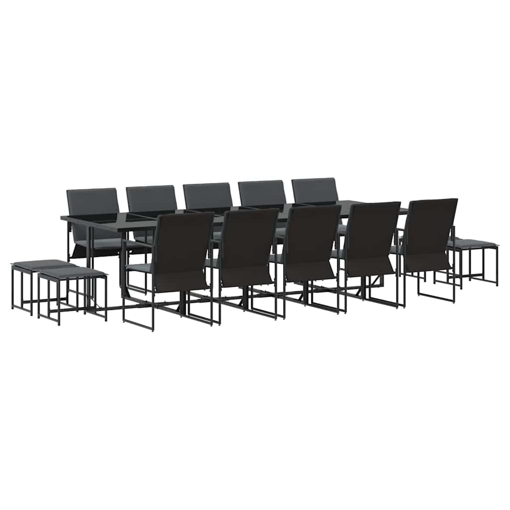 Garden Dining Set 15 pcs Black Steel