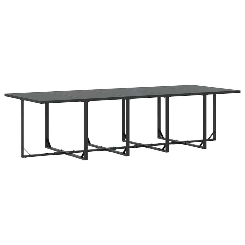 Garden Dining Set 15 pcs Black Steel