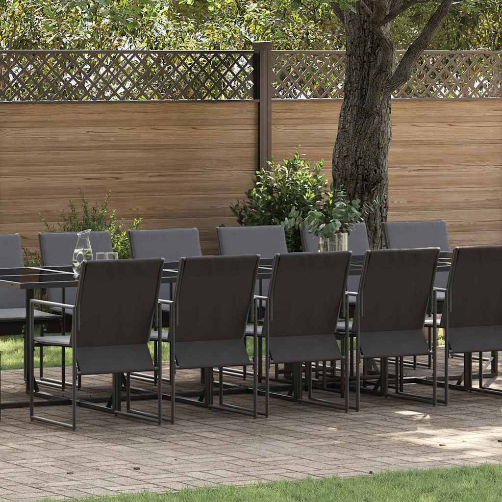 Garden Dining Set 17 pcs Black Steel