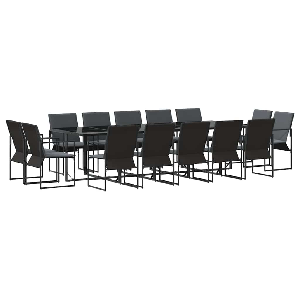 Garden Dining Set 15 pcs Black Steel
