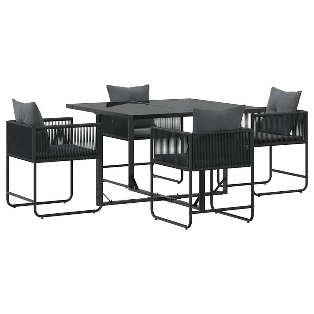 Garden Dining Set 5 pcs Black Steel