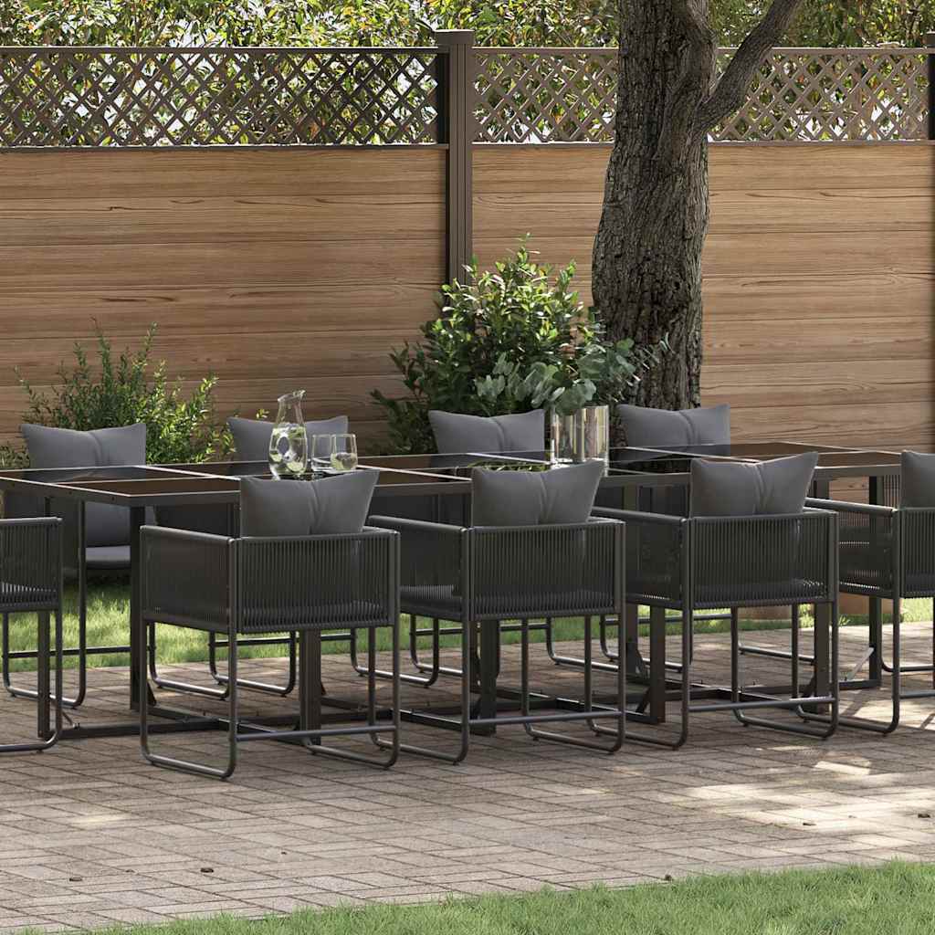 Garden Dining Set 11 pcs Black Steel