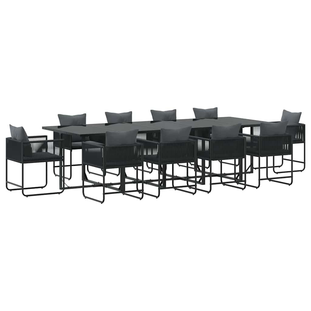 Garden Dining Set 11 pcs Black Steel