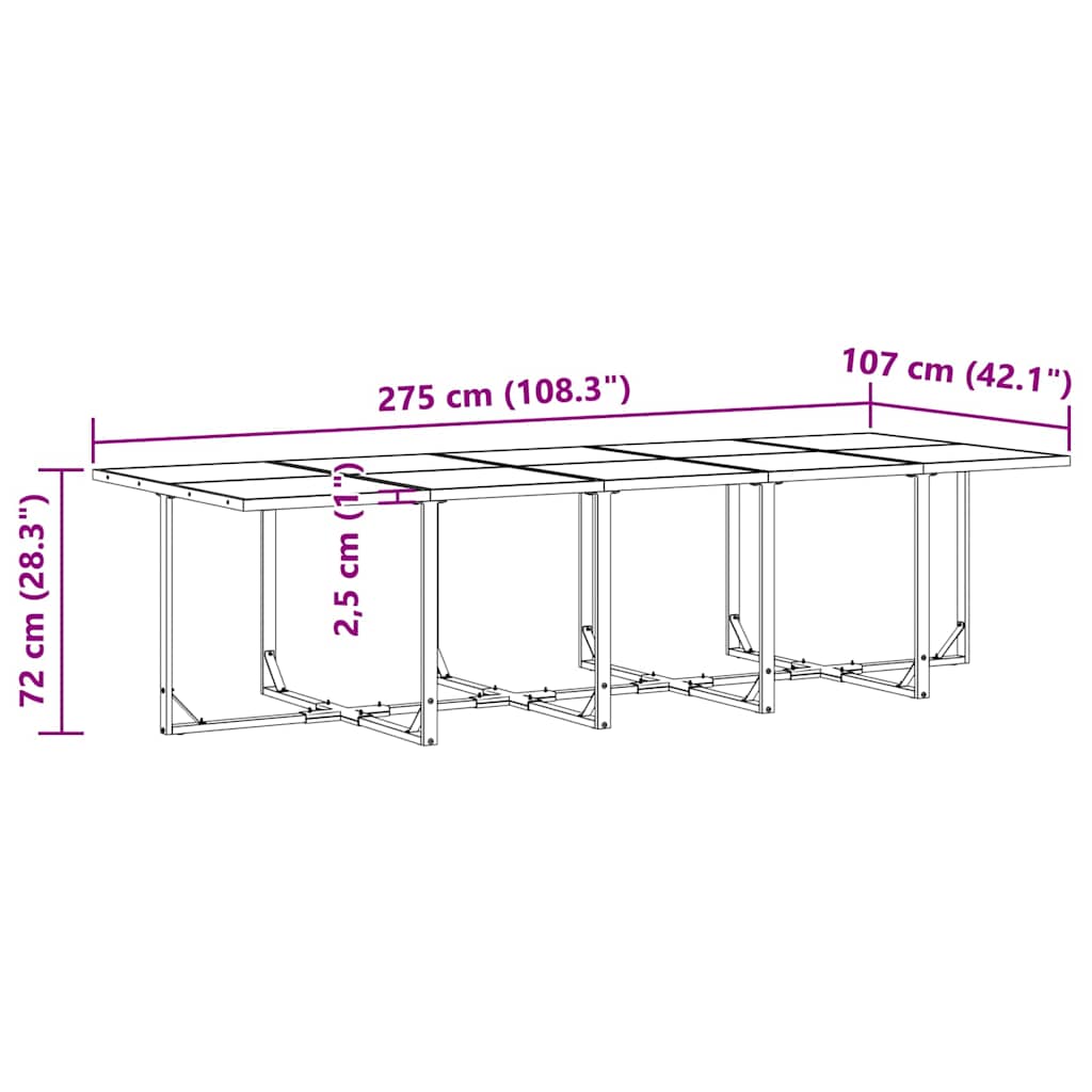 Garden Dining Set 11 pcs Black Steel