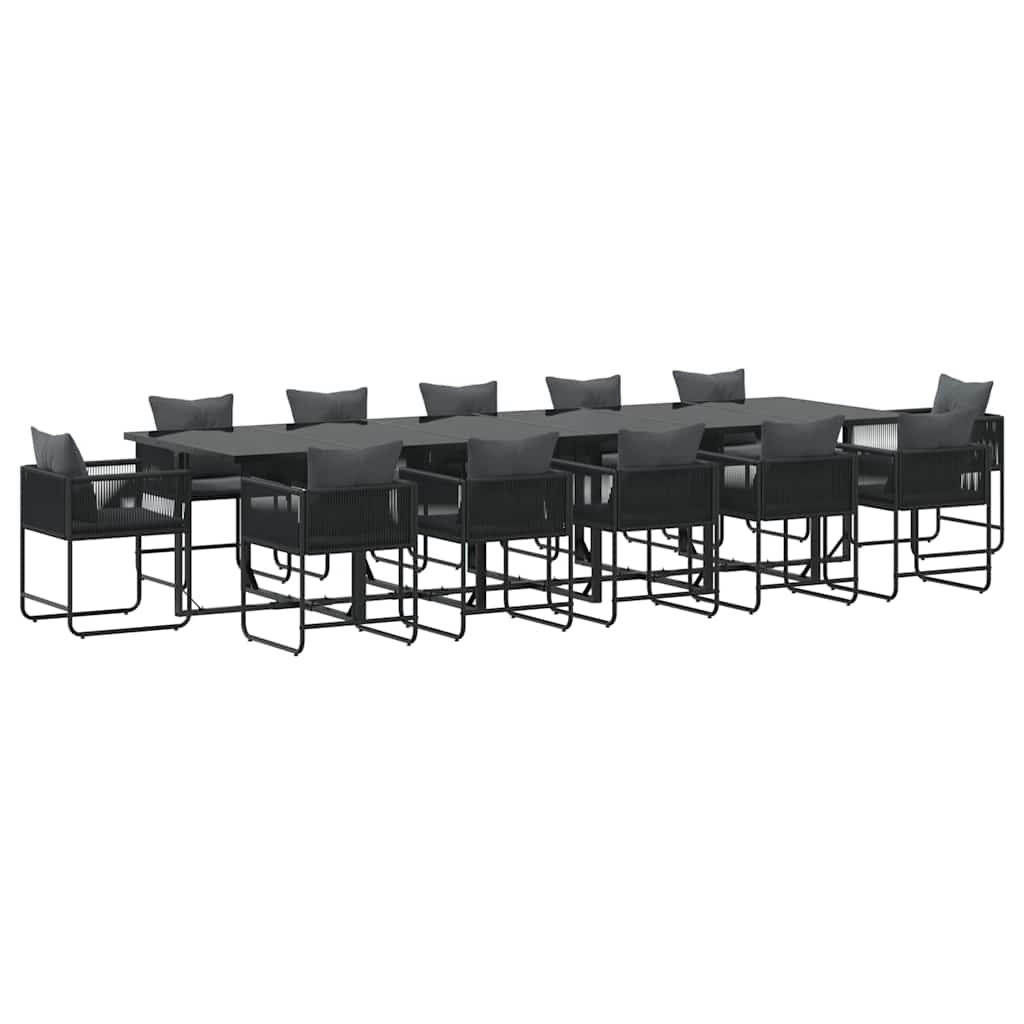 Garden Dining Set 13 pcs Black Steel