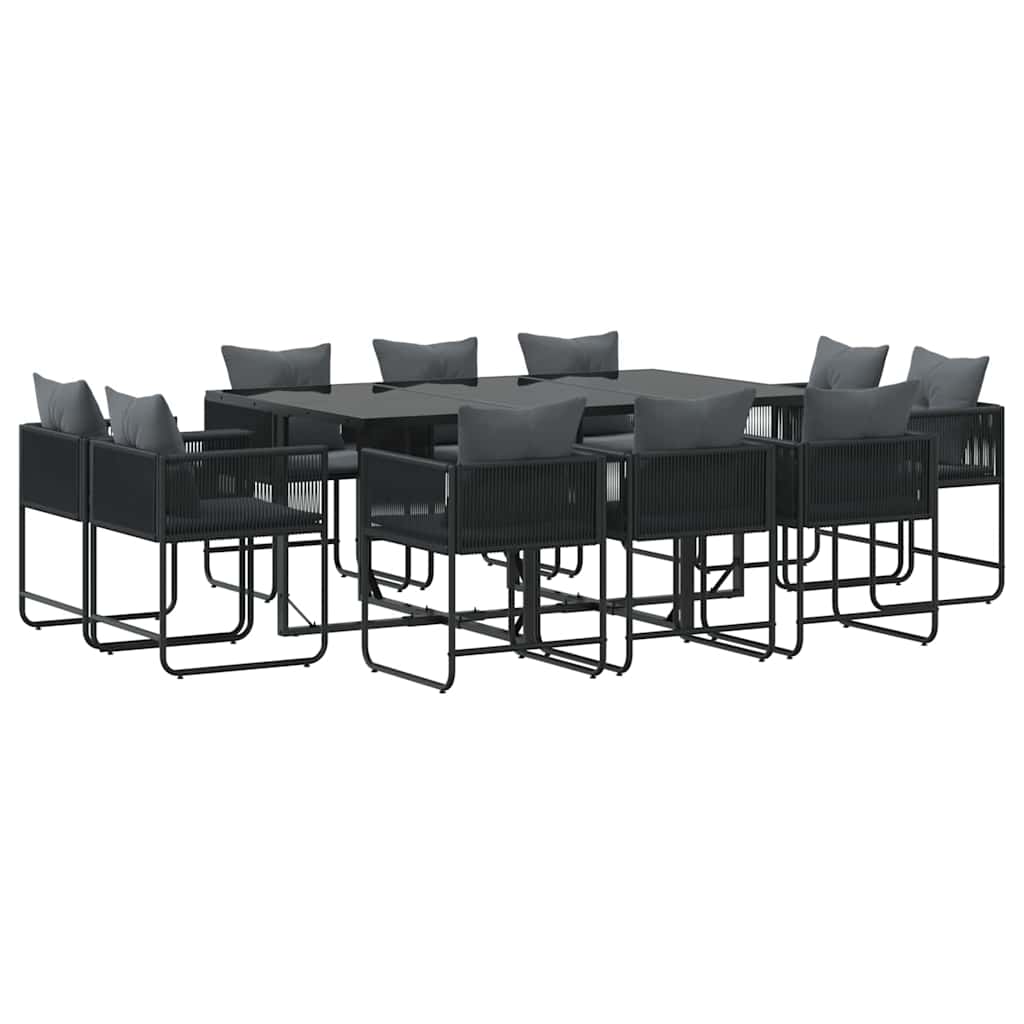 Garden Dining Set 11 pcs Black Steel
