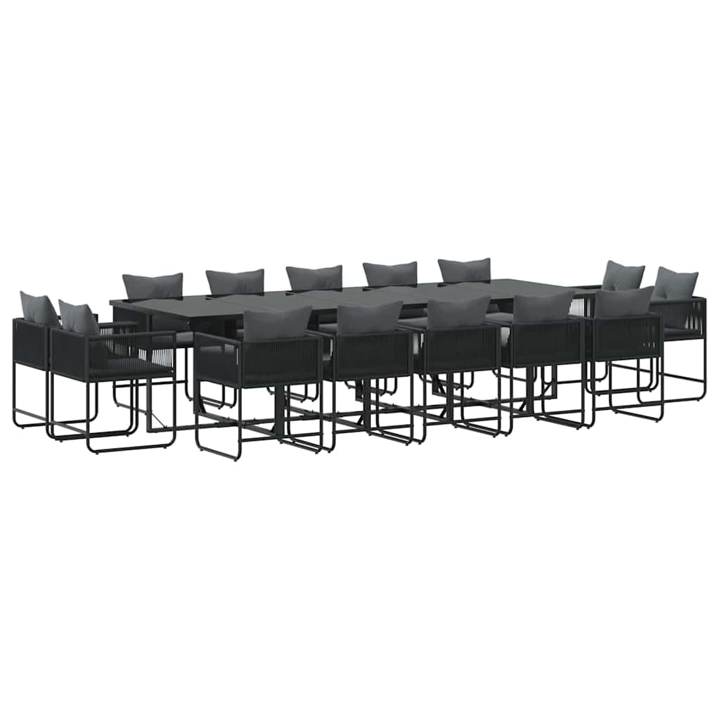Garden Dining Set 15 pcs Black Steel
