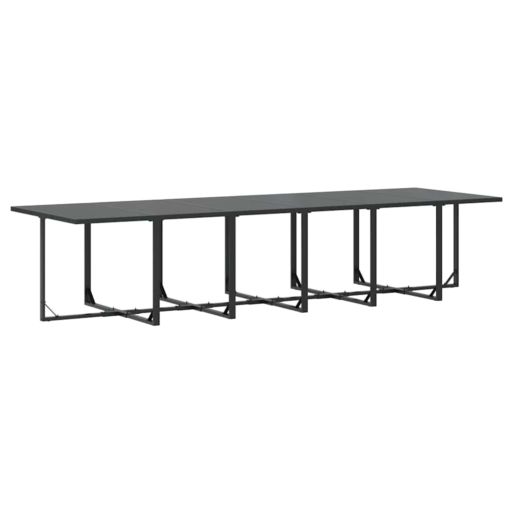 Garden Dining Set 17 pcs Black Steel