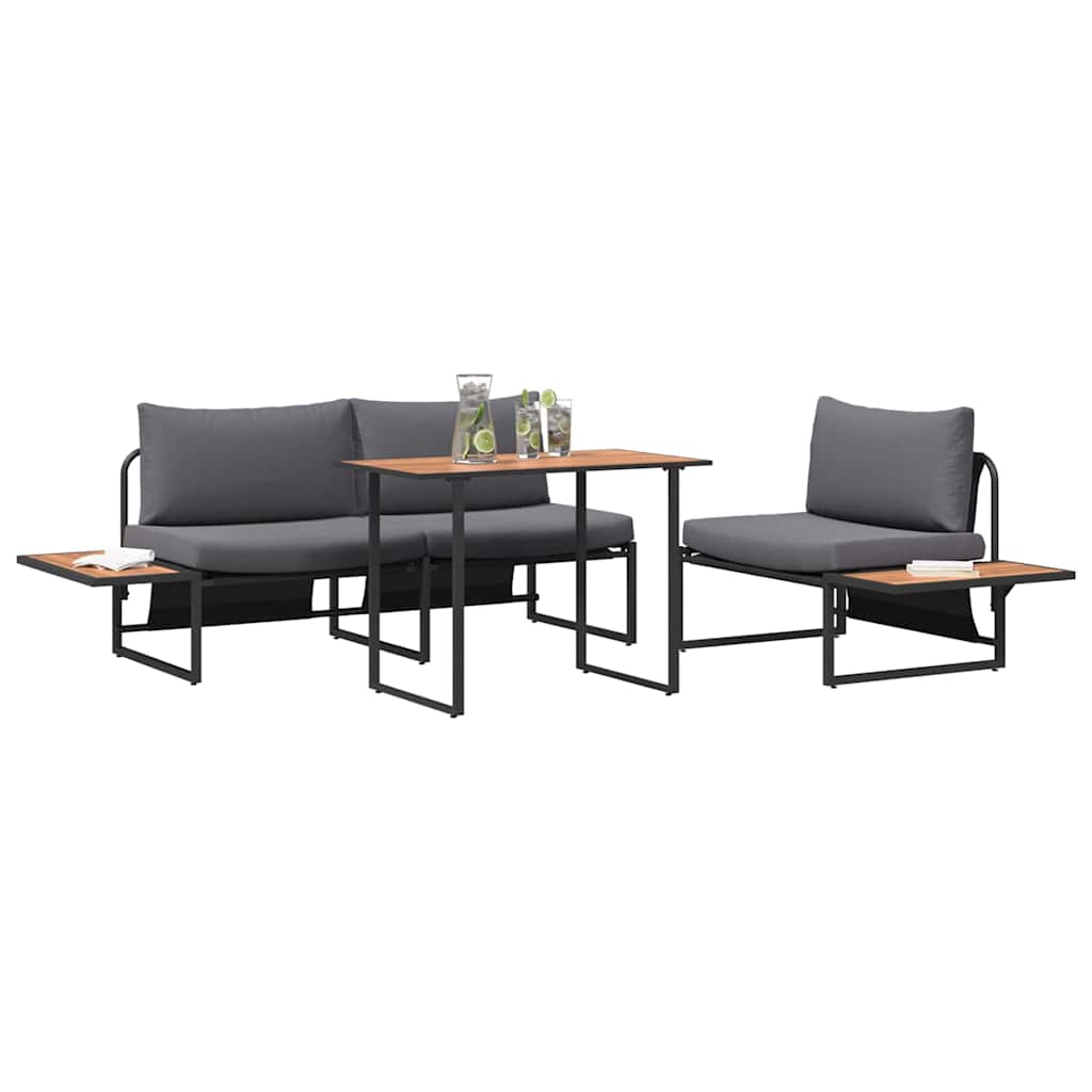 Garden Dining Set 3 pcs Anthracite Steel