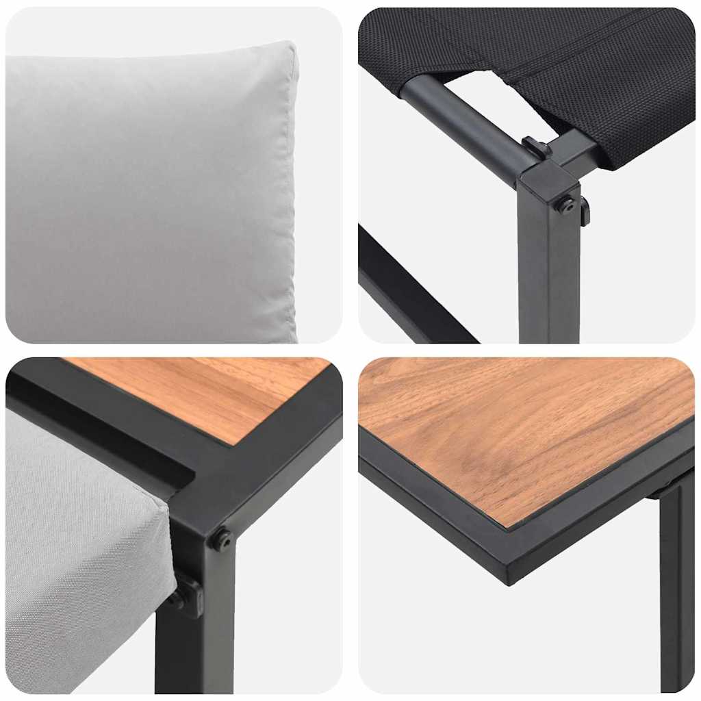 Garden Dining Set 3 pcs Light grey Steel