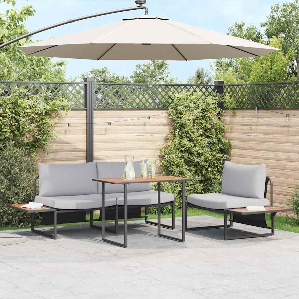 Garden Dining Set 3 pcs Light grey Steel