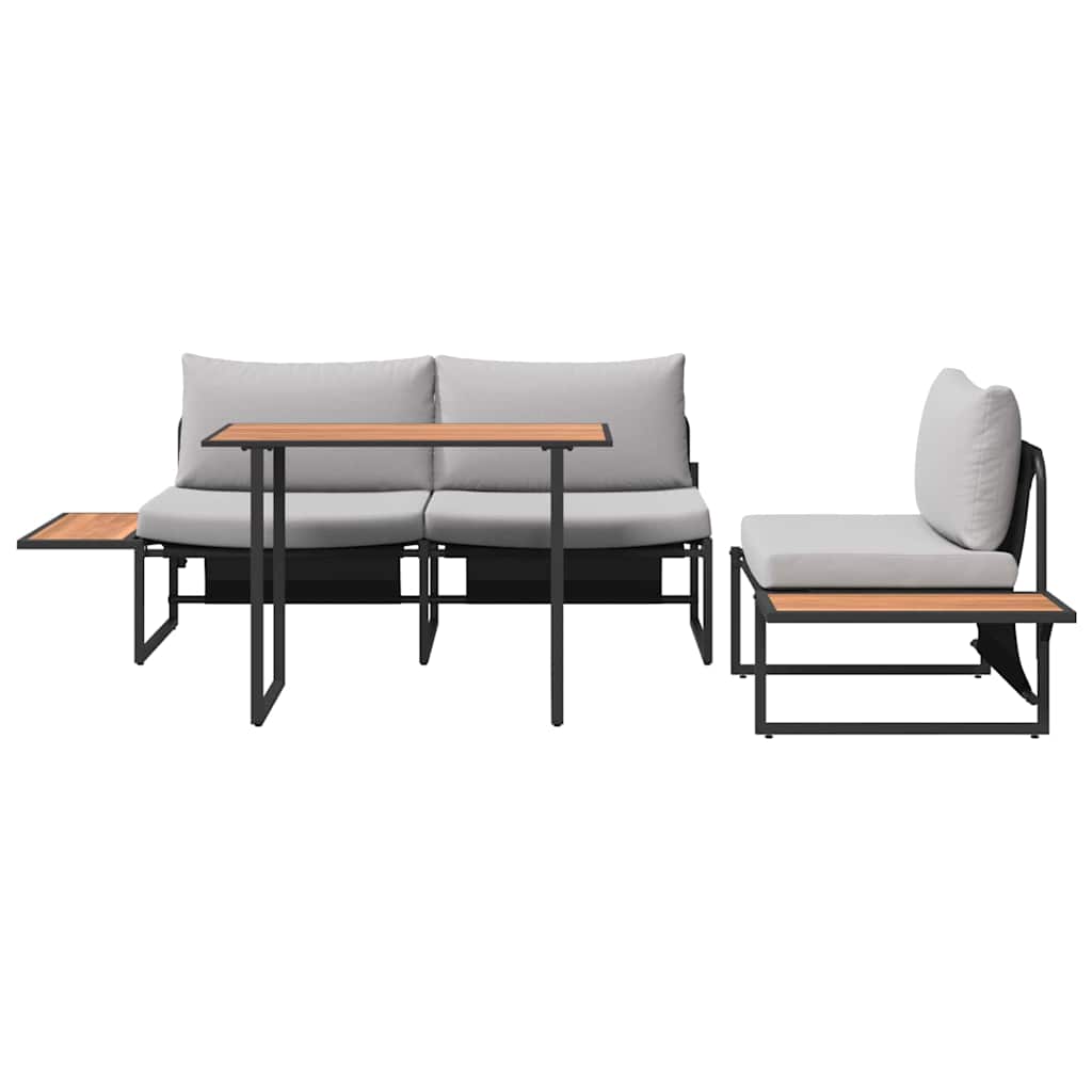 Garden Dining Set 3 pcs Light grey Steel